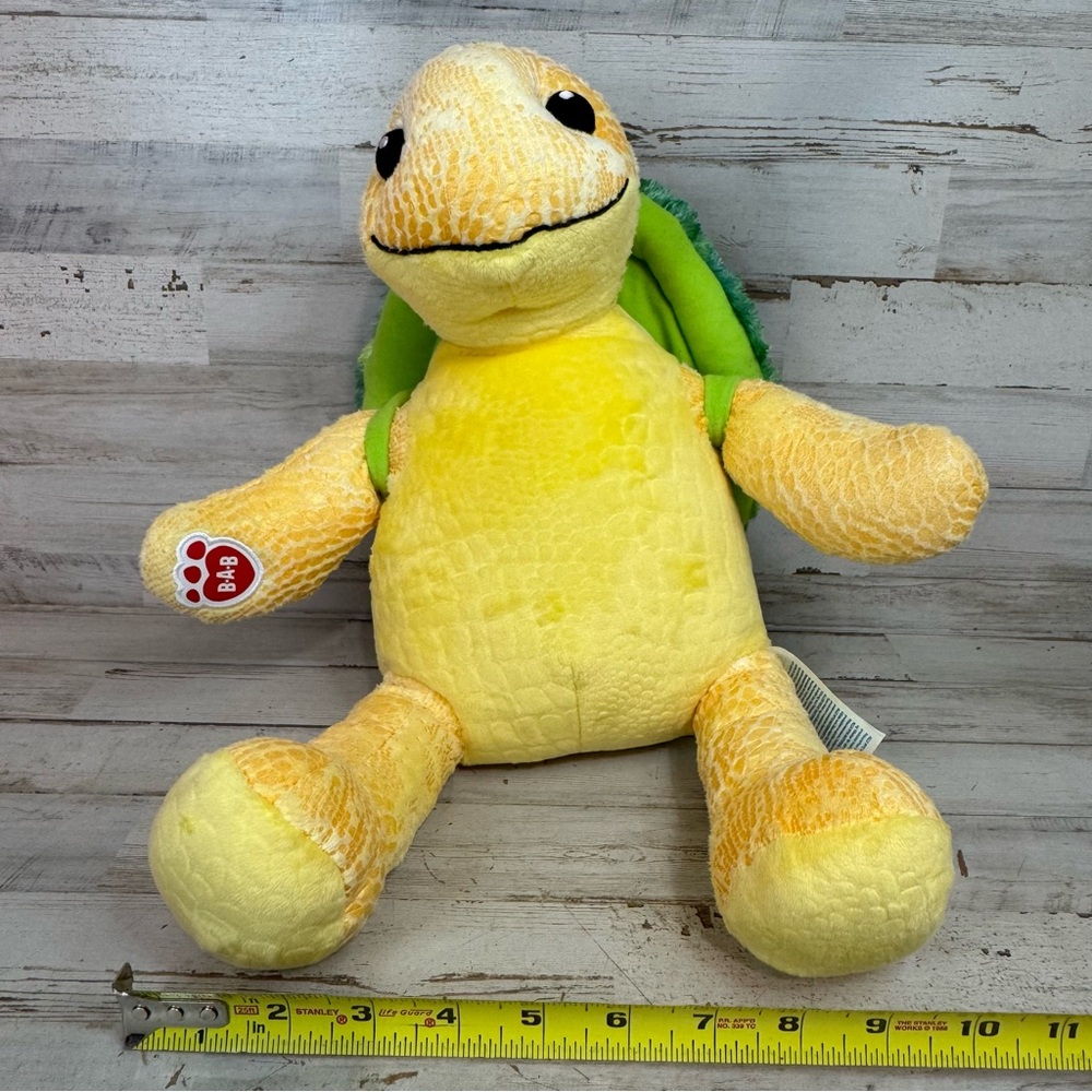 Build A Bear 17" Sea Turtle Yellow Plush Stuffed Animal w/Removable Green Shell - Picture 8 of 9